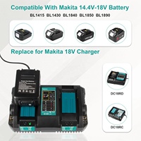 Chargeur rapide double port DC18RD 14.4V-18V pour batteries Makita 14.4V-18V BL1850 BL1860 BL1830 BL1820 et chargeurs DC18RC DC18SF