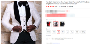 (Jacket + Pants + Tie + Vest) nuovo Stile Groomsmen Scialle Risvolto Sposo Smoking Dello Rosso/<span class=keywords><strong>Bianco</strong></span>/Nero Uomini Abiti Da Sposa Migliore <span class=keywords><strong>Uomo</strong></span> Giacca Sportiva - Product Image 6