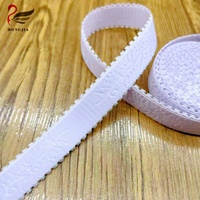 Bande élastique pour sous-vêtements de 18 mm avec impression de logo personnalisé, bande élastique en nylon pour soutien-gorge, bord picot, bande élastique jacquard