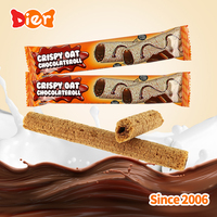 Biscuits croustillants Halal personnalisés en gros, saveur chocolat au lait sucré, en vrac, en boîte, roulés, enrobés de sucre, riches en fibres de blé