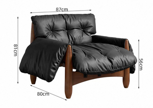 เก้าอี้เลานจ์หนังสีน้ำตาล, เก้าอี้โซฟาเดี่ยวเก้าอี้ห้องนั่งเล่นเก้าอี้ไม้ - Product Image 6