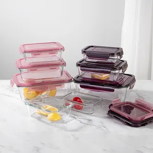 Free Locking Lid Glass Bowl Box Sets Airtight Food Storage Containers