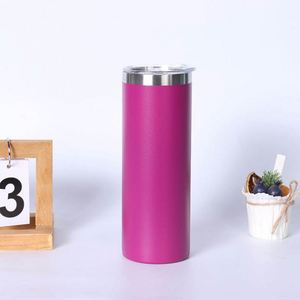 Sublimation Skinny Tumbler 12oz 15oz 20oz 30oz White Stainless Steel Straight Blank with Lid <b>Metal</b> <b>Straw</b> - Product Image 1