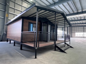 Maison préfabriquée de luxe extensible en conteneur avec terrasse couverte, design moderne, construction en acier pour villa de vacances en bord de mer, <span class=keywords><strong>camping</strong></span> - Product Image 4