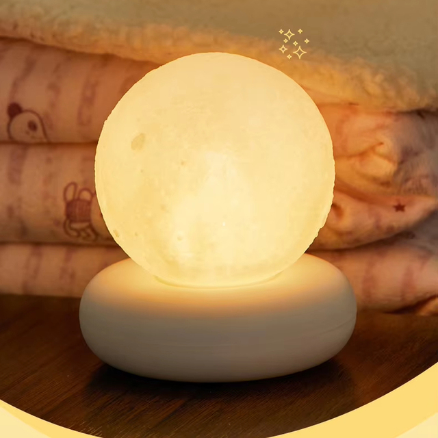 Rechargeable USB Powered Night Lamp Warm White ABS Material Moon Ball Bedroom Decoration Bedside Lamp