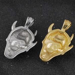 Collier Pendentif Crâne Démon Horned Gothique en Acier Inoxydable Horus, Bijou Hip Hop pour Homme - Product Image 4