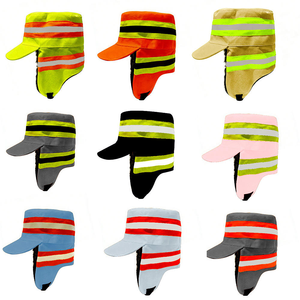 Casquette de travail imperméable haute visibilité <span class=keywords><strong>d</strong></span>'hiver avec bandes réfléchissantes, unisexe, fluorescente, avec protège-oreilles, pour travaux de construction en extérieur - Product Image 2