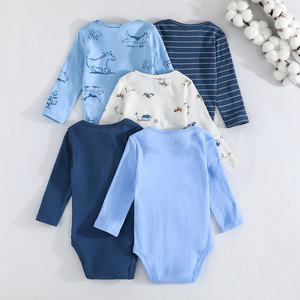 Infant Footies 6M 24M Autumn 100% Cotton <b>Animal</b> <b>Pattern</b> Long Sleeve Romper Jumpsuit Five-Piece Set Unisex - Product Image 2