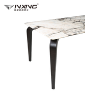 Table à manger moderne et minimaliste avec plateau en marbre stable, 6 places, pieds en bois massif pour appartement et villa, meubles de maison
