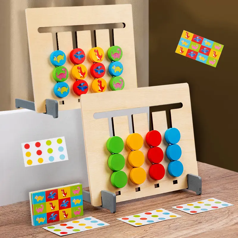 ديناصور خشبي بأربعة ألوان لوح المشي صندوق تصنيف ألوان لعبة ألعاب هندسية للتعليم المبكر