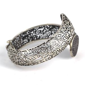 Bracelet pour femme en argent sterling 925 avec fermoir à ressort romantique et zircon noir, bijoux turcs faits à la main - Product Image 2