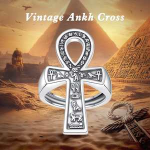 Merryshine 925 Sterling Zilveren Mannen Oud Egyptisch Symbool Amulet Sieraden Ankh Kruis Ring Voor Mannen - Product Image 2