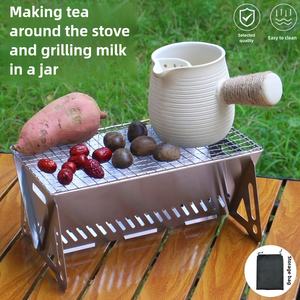 فولاذ مقاوم للصدأ صغير محمول قابل للطي في الهواء الطلق لشوايات التخييم الفردي والشواء - Product Image 5