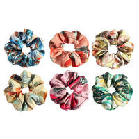 Chouchous français à imprimé végétal tropical, style vacances, élastique à cheveux pour queue de cheval, bandeau très élastique, accessoire capillaire pour femme