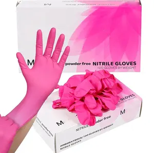 定制3mil 4mil丁腈无粉蓝色白色黑色粉色美容院化妆纹身手套一次性紫红色丁腈手套