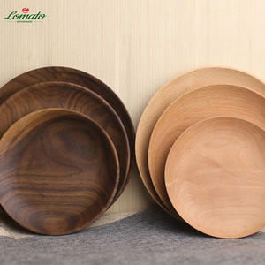 Serving trays Set Dessert Dishes Kitchen Tableware Walnut Beech Wood Salad Plate Set <b>Wooden</b> Salad <b>Bowls</b> - Product Image 1