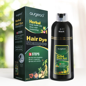 Champú para teñir el cabello negro de 500ML Fabricante de marcas OEM Champú para cabello negro rápido Augeas Ginger de etiqueta privada con botella de plástico - Product Image 1