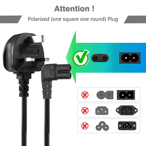 KUNCAN Right Angled IEC320 C7 to BS 1363 Power <b>Cords</b> 2 Pin Replacement UK <b>Extension</b> Cable Reel <b>Cord</b> 240v - Product Image 4