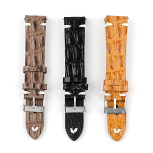 Bracelet en cuir de crocodile de qualité supérieure OEM personnalisé avec bracelet de montre en cuir grainé en acier inoxydable 20 mm à libération rapide, bracelet de montre souple - Product Image 5