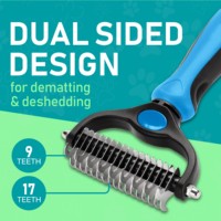 Brosse de toilettage pour animaux de compagnie personnalisée double face, peigne de râteau pour chiens et chats, 2 pièces