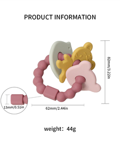 Nouveau jouet à mâcher en silicone sans BPA NHD personnalisé, pendentif souple en forme d'animaux de dessin animé, sonore, rond, pour bébés de 0 à 24 mois - Product Image 6