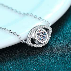 Wholesale Fashion <b>Fine</b> Jewelry 925 Sterling Silver Custom 0.5CT Moissanite Angel Eyes Pendant <b>Necklace</b> - Product Image 5