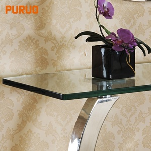 Buffet moderne PURUO table de couloir <span class=keywords><strong>haute</strong></span> <span class=keywords><strong>en</strong></span> métal table <span class=keywords><strong>console</strong></span> <span class=keywords><strong>en</strong></span> <span class=keywords><strong>verre</strong></span> trempé transparent clair pour salon - Product Image 3