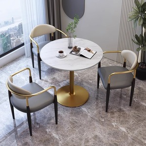 Plaque de roche de luxe réunion invités réception <span class=keywords><strong>Table</strong></span> ronde chaise combinaison bureau moderne loisirs négociation <span class=keywords><strong>Table</strong></span> chaise - Product Image 3