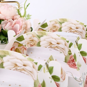 Hoa Thiết Kế Dập Nổi Lá Vàng Hộp Các Tông Có Thể Gập Lại Vuông Nhỏ Màu Trắng Nhỏ Kraft Giấy Bánh Hộp Với Xử Lý Cho Bánh - Product Image 4