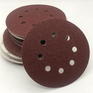 Cakram Velcro pengamplasan bundar dan kait oksida Aluminium merah 6 "150mm kualitas tinggi untuk penghilangan bahan dan pelapisan Multi lubang - Product Image 2