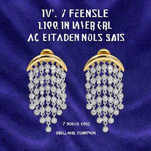 Pendientes de Borla con Circonitas Plateadas y Baño de Oro en Latón, Diseño de Luna, Personalizados, a la Moda, Unisex - Product Image 3