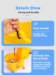 Side Press Wringer Commercial Rectangular <strong>Mop</strong> Bucket With Wheels - Product Image 3