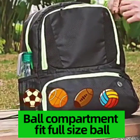 Sac à dos de sport à logo personnalisé de grande capacité Rangement séparé pour chaussures Doublure en polyester imperméable-pour le football de football