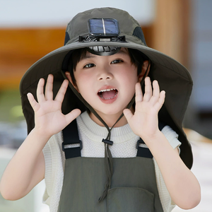 Summer Cooling Wide Brim Bucket Hat Sun Hat with <b>Fan</b> Beach Hat Garden Hat Solar - Product Image 2