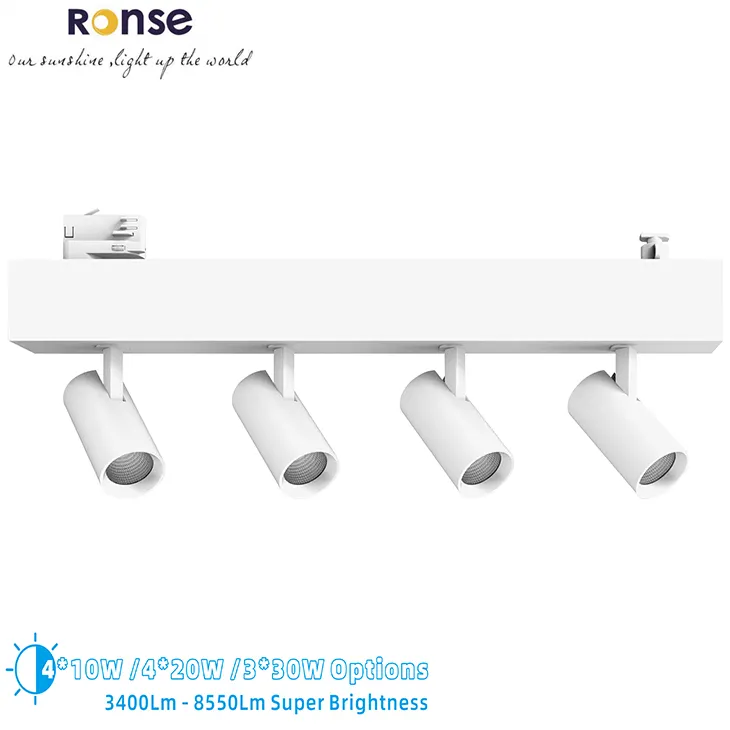 หลอดไฟเพดานแบบหลายจุดของ ronse 3 4 4หัวระบบติดตาม4*10W 4*20W 3*30W