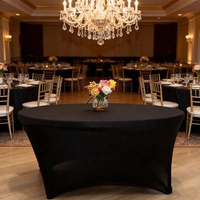 Housse de table ajustée en polyester et élasthanne tricotée, durable, lavable et moderne, certifiée OEKO-TEX, idéale pour les fêtes, mariages et événements en extérieur