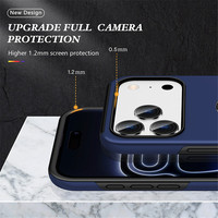 360 °   Draaibare iPhone 17 plastic hoesje blauwe case voor iPhone 17 Pro Max hoesje met verborgen standaard voor iPhone 17 Air telefoonhoesje
