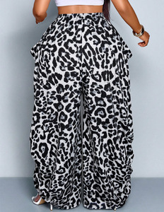 <span class=keywords><strong>Pantaloni</strong></span> Larghi da <span class=keywords><strong>Donna</strong></span> Stile Boho Chic, Stampa Leopardata, <span class=keywords><strong>Vita</strong></span> Alta <span class=keywords><strong>con</strong></span> Arricciatura Laterale, <span class=keywords><strong>Pantaloni</strong></span> Oversize per l'Estate e la Spiaggia - Product Image 5