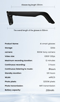 Lunettes Intelligentes IA E03 Haute Qualité avec Caméra 800W 1080P, Assistant IA, Traduction, Contrôle Tactile et Verres Photochromiques