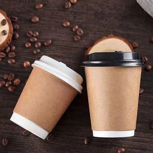 Gobelet en papier kraft à double paroi personnalisable, écologique, de qualité alimentaire, en matériau PLA, gaufré, en PE, pour boissons gazeuses, compostable - Product Image 2