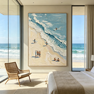 Decorazione Murale Blu Acqua per Resort, Stampa Aerea di Surfisti e Paesaggi Marini, Ideale per Accademie di Surf, Ostelli Fronte Mare e Appartamenti Vacanza - Product Image 5
