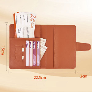 Fabrika Özel LOGO Hediye RFID Korumalı Vintage PU Deri Çok Fonksiyonlu Kartlık Cüzdan Pasaportluk Bilet Kılıfı - Product Image 6