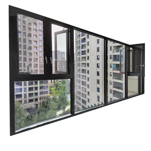 Modern Style Custom Triple Glazed Window Blinds Indoor Aluminum Casement Windows