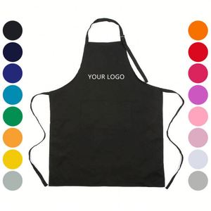 Tabliers de cuisine noirs vierges en coton et polyester, imperméables et lavables, sans manches, pour hommes et femmes, avec logo personnalisé, pour restaurants - Vente en gros - Product Image 1