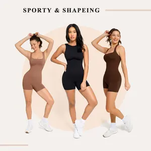 Wholesale Custom Bodycon Fitness Yoga Wear Rompers Catsuit Playsuit Fitness Bodysuit Women Gym Yoga 1 Piece Seamless Jumpsuits