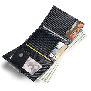 Rfid Blocking Aluminum Carbon Fiber Credit Cards Men Slim Wallet Holder Pouch Box With Black