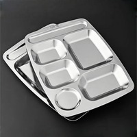 Assiette Repas Bento Réutilisable Moderne en Acier Inoxydable Écologique et Durable Lekfre avec 5-6 Compartiments pour Enfants à l'École