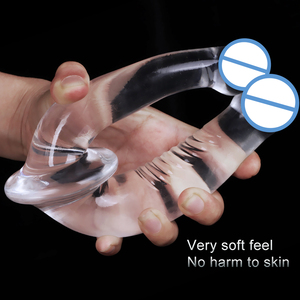 Gode souple et réaliste à double tête Jouets sexuels pour adultes Ventouse Tpe Crystal Clear Pénis Anal Jouet G Stimuler Pour Femmes <span class=keywords><strong>Lesbiennes</strong></span> - Product Image 4