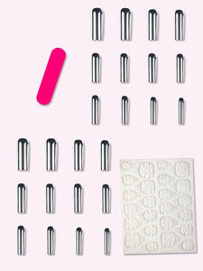 Vente en gros 24 pièces Future Cyber Cool Sister Mirror Ongles artificiels Style mécanique <span class=keywords><strong>Faux</strong></span> ongles galvanisés en métal argenté - Product Image 3