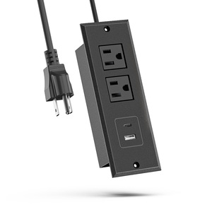 Estación de Carga Oculta para Muebles con 2 Tomas de Corriente, Fuente de Alimentación USB Dual, <span class=keywords><strong>Enchufe</strong></span> Eléctrico, Regleta de Escritorio Oculta - Product Image 1